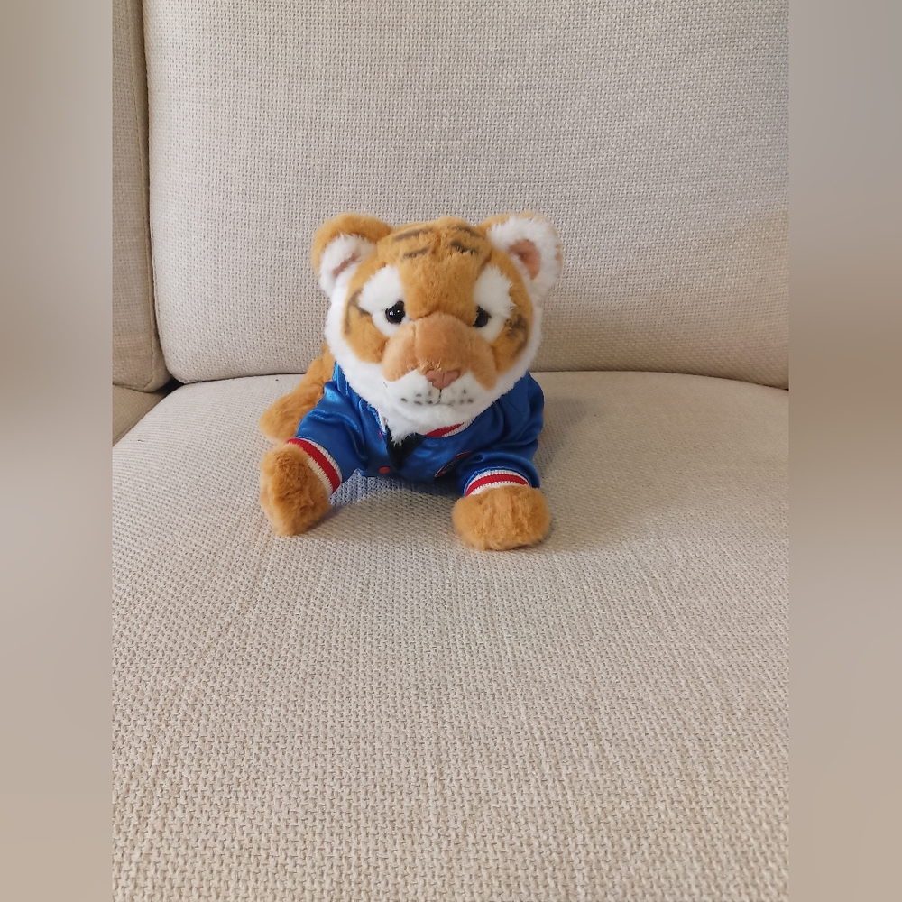 Plush Tiger Toy in Majestic Chicago Cubs MLB Jacket